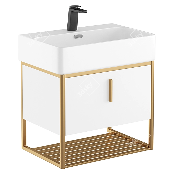 Modern White Floating Sink Vanity 3D model image 1