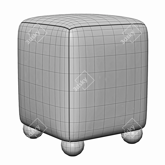 Title: Square Wool Ottoman Brown 3D model image 2