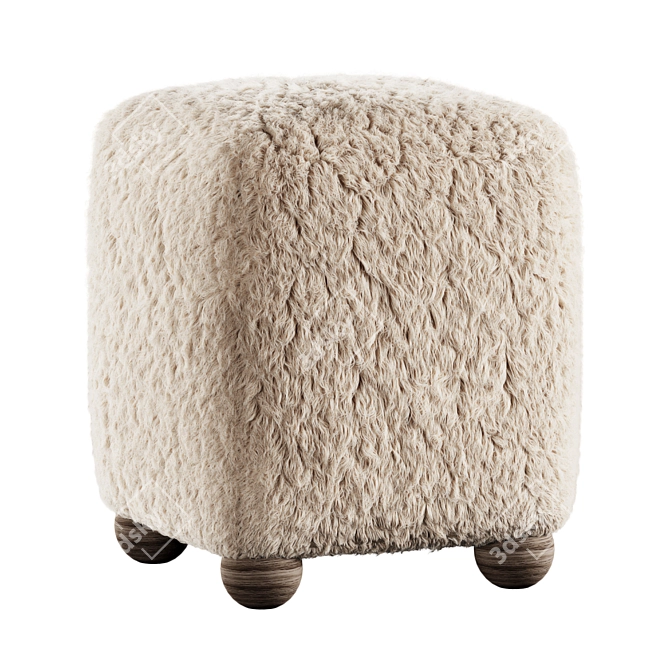 Title: Square Wool Ottoman Brown 3D model image 3