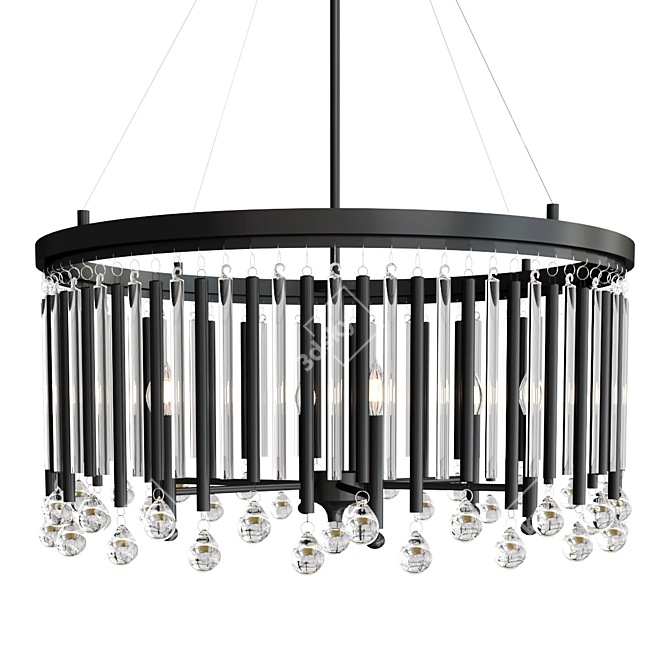 Elegant Piper Drum Chandelier Chechrome 3D model image 1