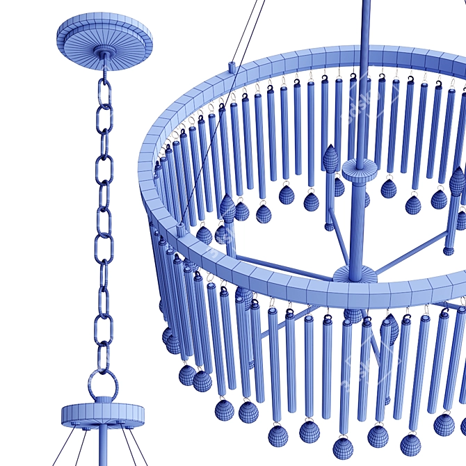 Elegant Piper Drum Chandelier Chechrome 3D model image 3