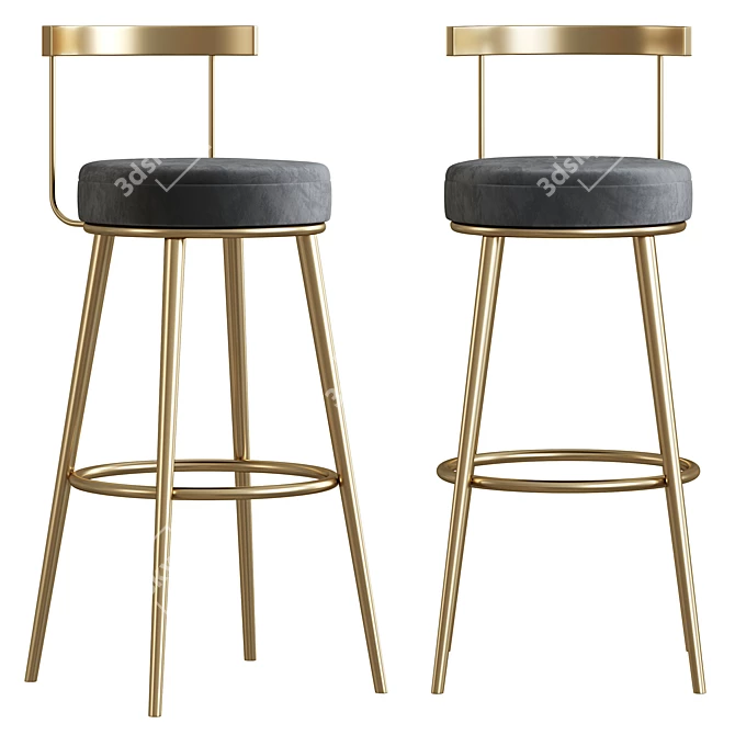 Gold Metal Barstool by Maison Hause 3D model image 3