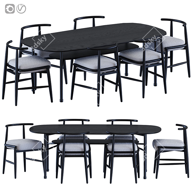 Emilia Hubert Dining Set Meridiani 3D model image 1