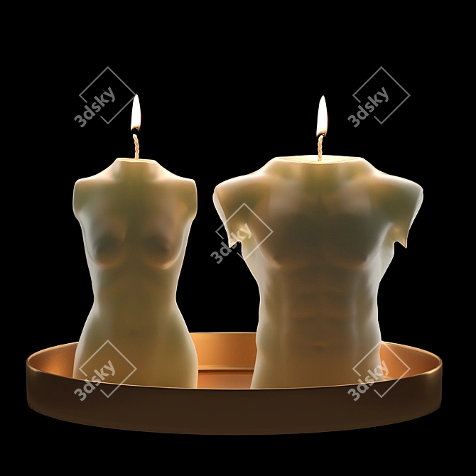 Gendered Figure Candles Set 3D model image 2