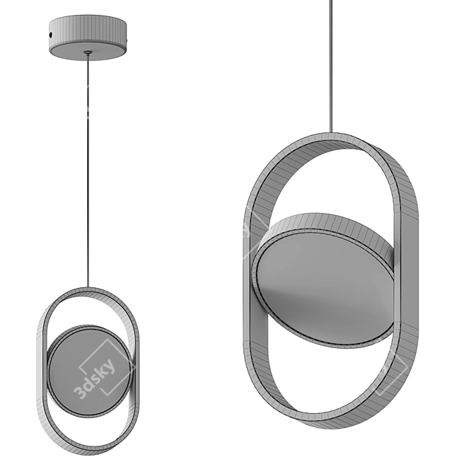 Sleek Black Oval LED Pendant 3D model image 2