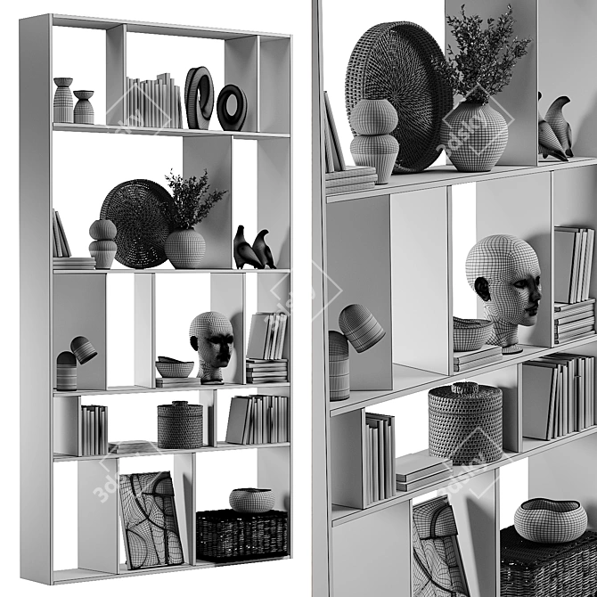 Decorative Shelving Set with Sculptures 3D model image 5