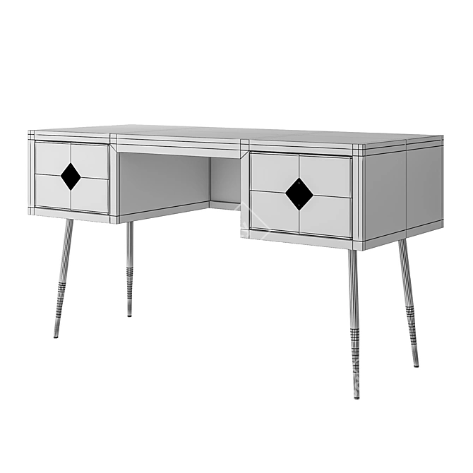 Ivory & Brass Writing Desk 3D model image 12