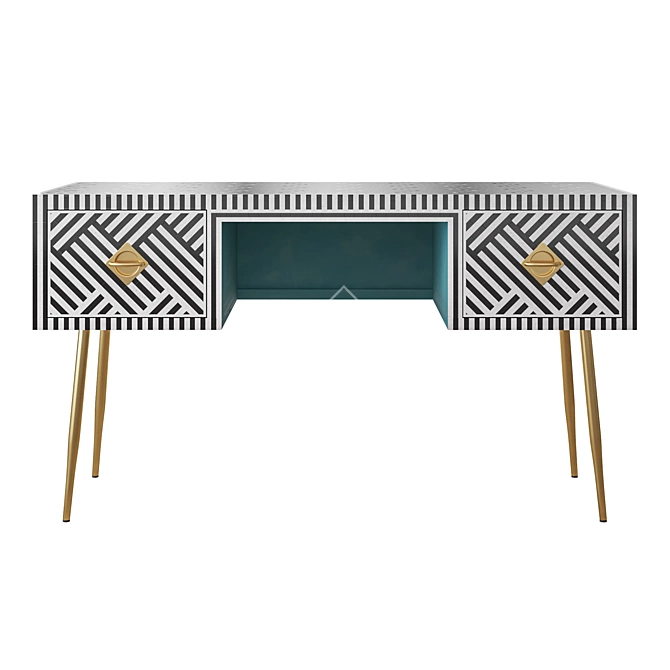 Ivory & Brass Writing Desk 3D model image 13