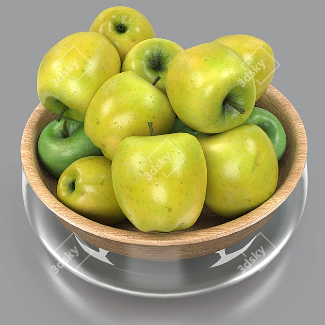 Fresh Green Apples Bowl Display 3D model image 3