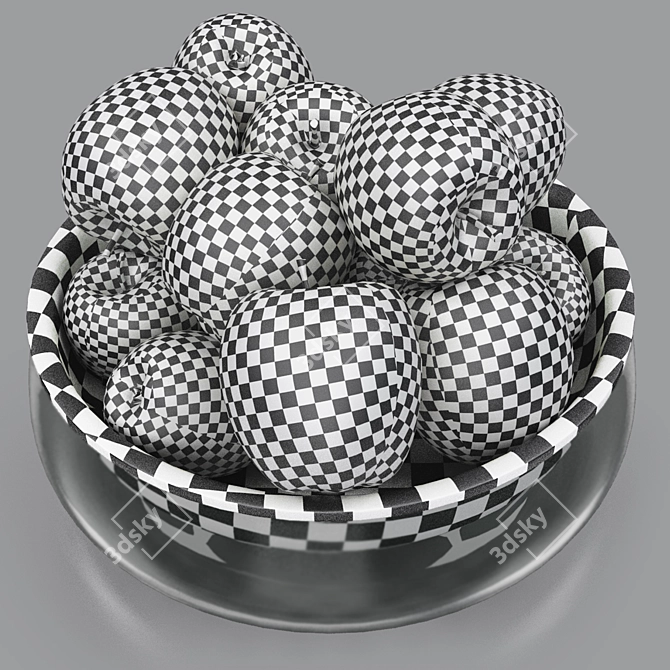 Fresh Green Apples Bowl Display 3D model image 5