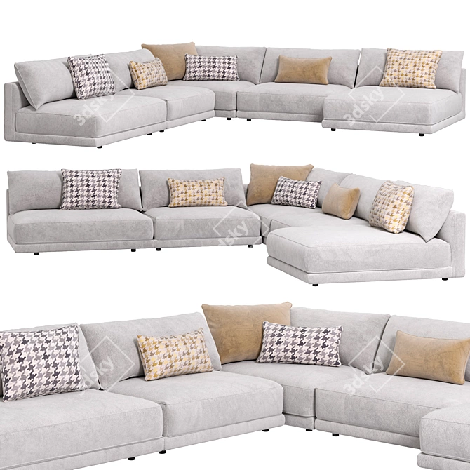 Contemporary Corner Couch Sofa Set 3D model image 1