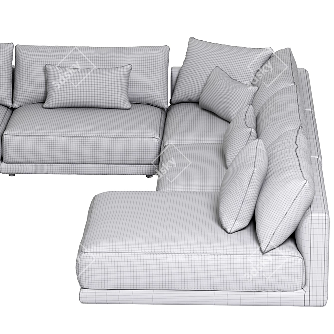 Contemporary Corner Couch Sofa Set 3D model image 4