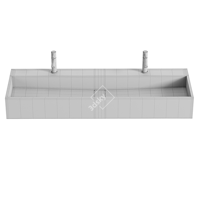 Double Stone Resin Wall-Mount Sink 3D model image 2