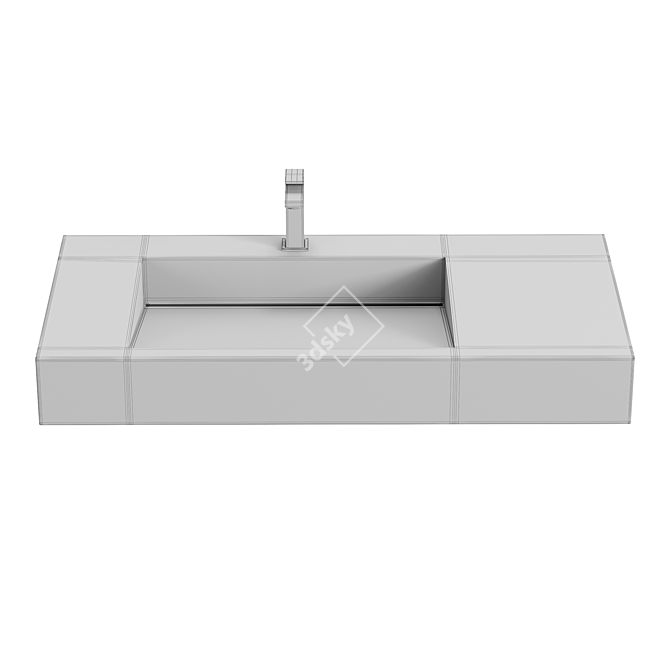 Rectangular Stone Resin Wall Sink 3D model image 2