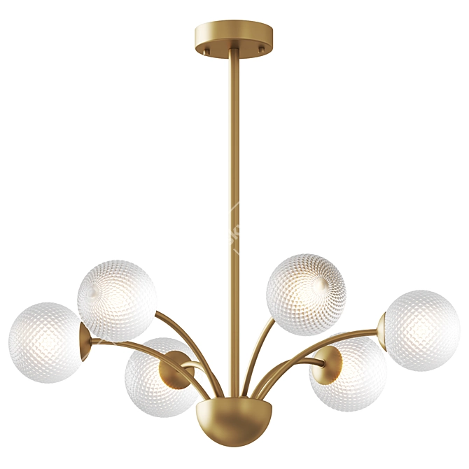 Golden Glass Ball Chandelier 3D model image 1