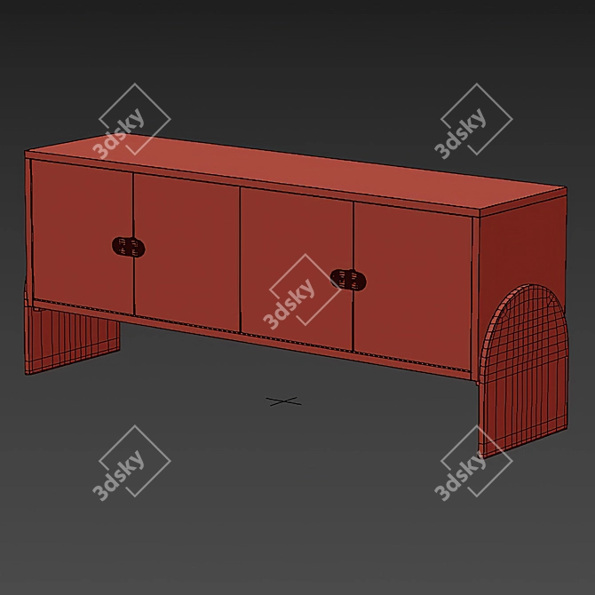 Crescio Ivory Linen Console Table 3D model image 3