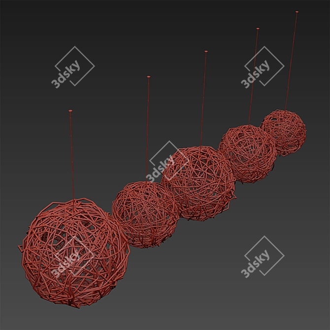 Wicker Lamp Set with Textures 3D model image 6