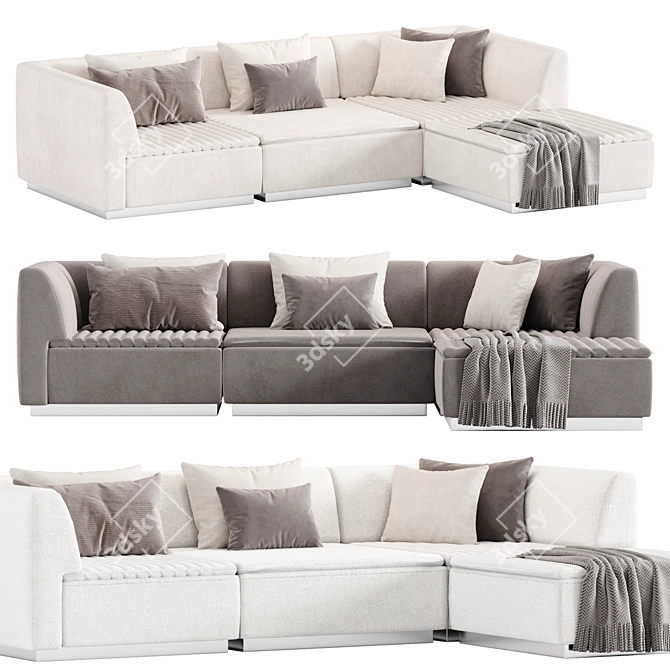 Elegant Ivory Chenille 4-Piece Sofa 3D model image 1