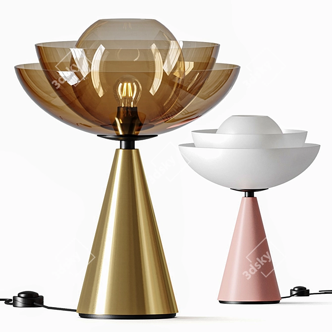 Elegant Lotus Table Lamps Duo 3D model image 1