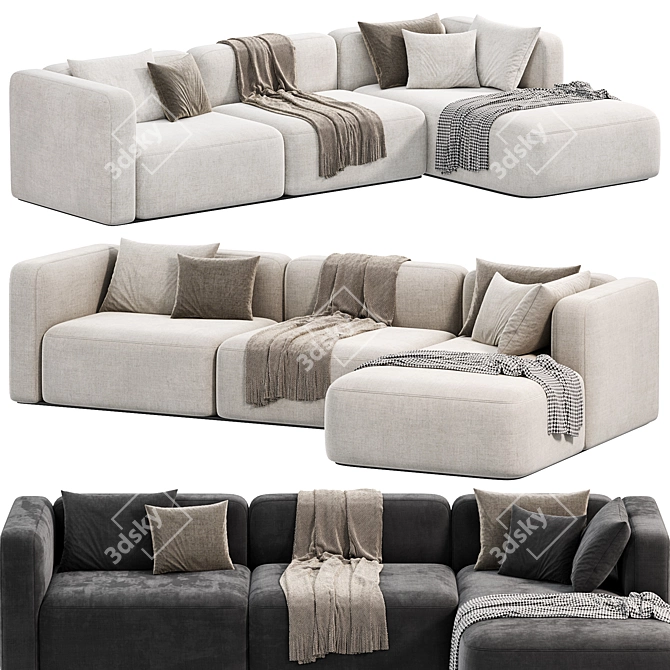 Elegant Shangai Sofa Design 3D model image 1