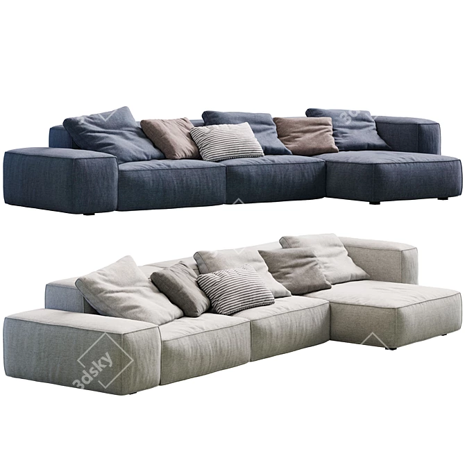 Contemporary Living Divani NeoWall Sofa 3D model image 2