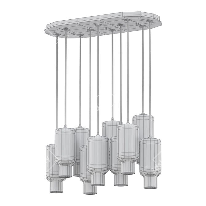 Ethereal Elegance Glass Chandelier 3D model image 2