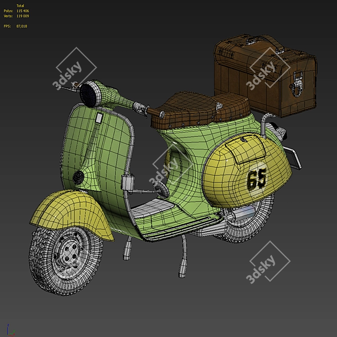 Classic Italian Vespa Scooter 3D model image 6