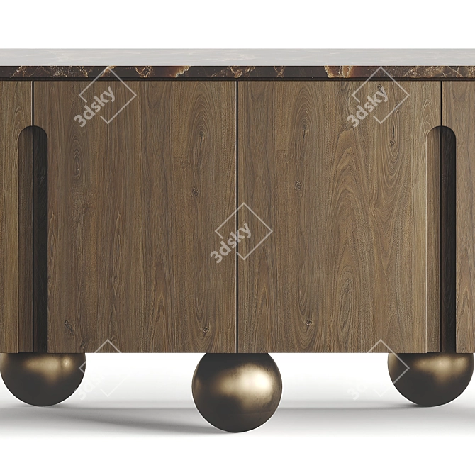 Luxury Wood Sideboard, Dual Material 3D model image 2