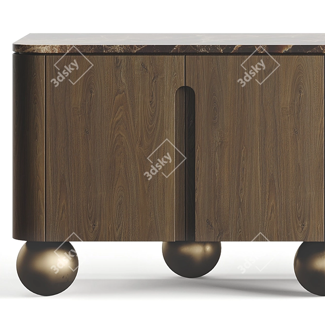Luxury Wood Sideboard, Dual Material 3D model image 3