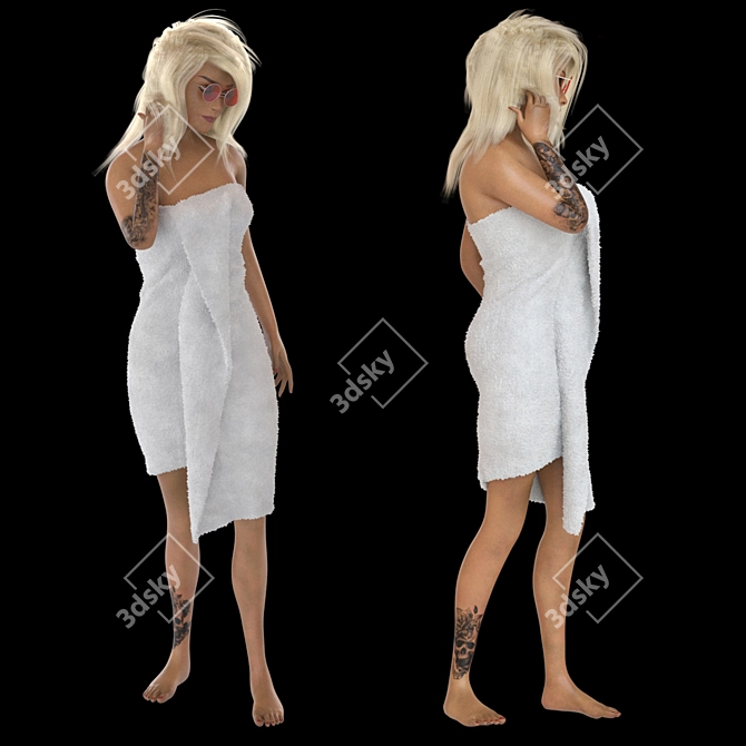 Beach House Bath Towel 3D model image 1