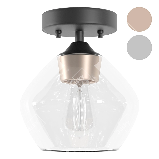 Modern Glass Semi Flush Mount 3D model image 1