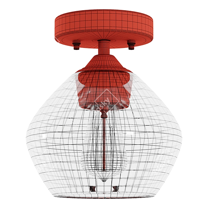 Modern Glass Semi Flush Mount 3D model image 3