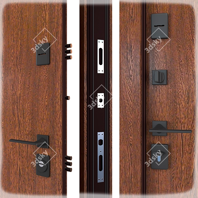 Paradise Glass Metal Door Kit 3D model image 2