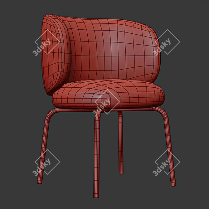 Modern Dining Set with Homey Wooden Table 3D model image 4