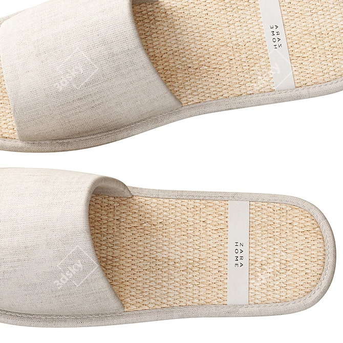 Beige Linen Slippers with Raffia Sole 3D model image 5