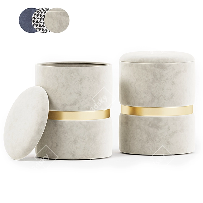 Elegant Soft Seating Ottomans 3D model image 2