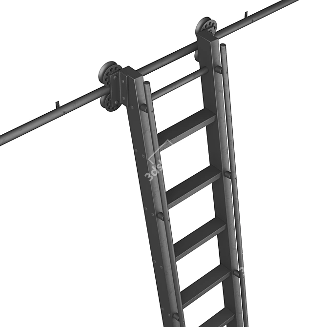 Modern Steel Rolling Library Ladder 3D model image 4