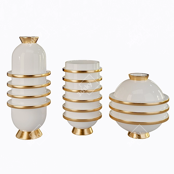 Golden Orbit Porcelain Vases 3D model image 1