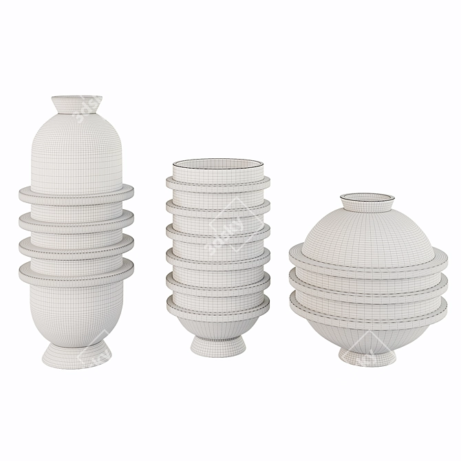 Golden Orbit Porcelain Vases 3D model image 2