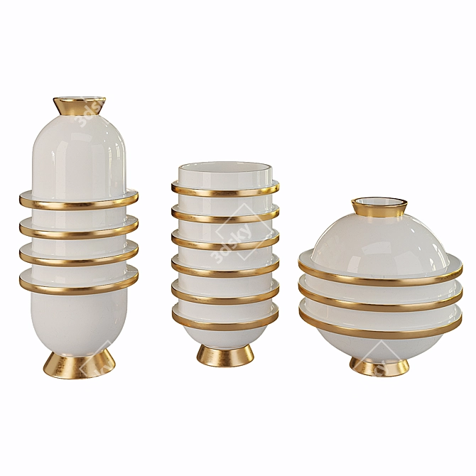 Golden Orbit Porcelain Vases 3D model image 3