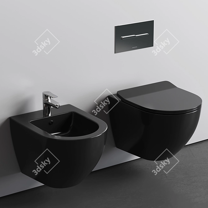 Ceramica Nova Metropol Suspended Bidet/Toilet 3D model image 2