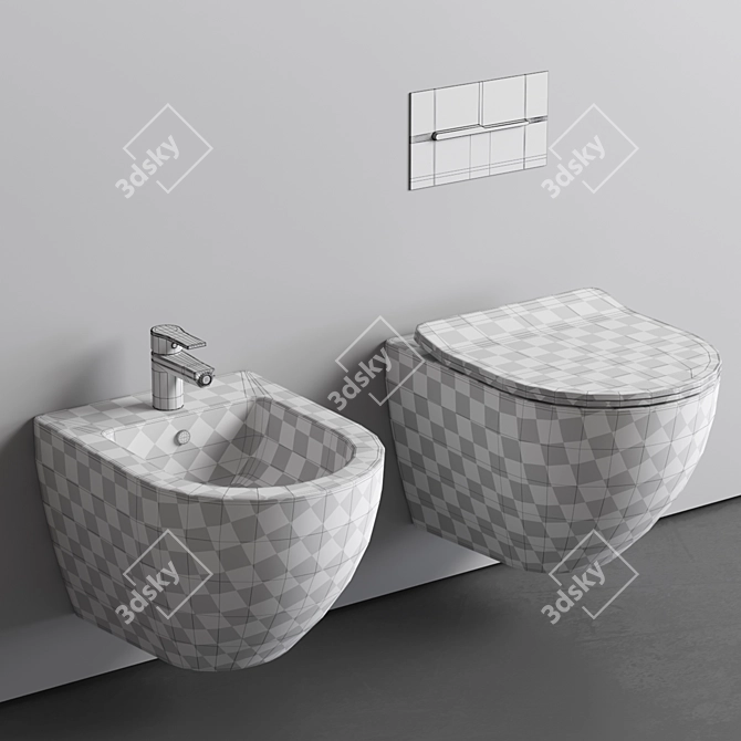 Ceramica Nova Metropol Suspended Bidet/Toilet 3D model image 3