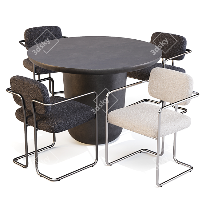 Modern Dining Set: CB2 (Lola Table & Marc Chairs) 3D model image 2