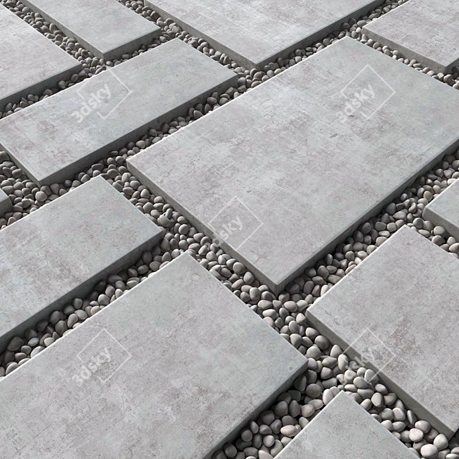 Smooth Paving Pebble Set 3D model image 6