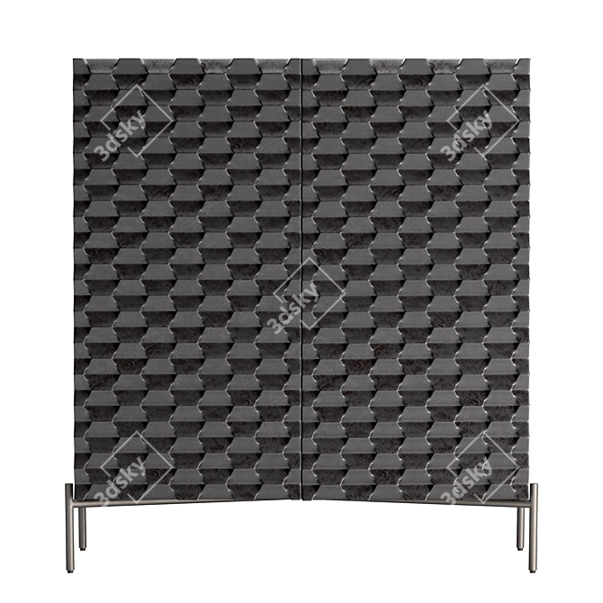 Handcrafted Raffael Black Wood Bar 3D model image 2