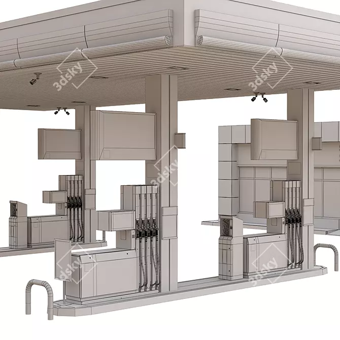 Shell Gas Station Model 8-Line 3D model image 5