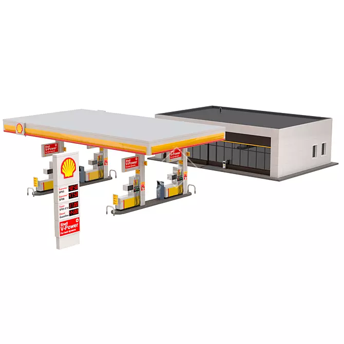 Shell Gas Station Model 8-Line 3D model image 7