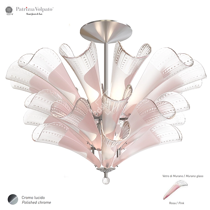 Elegant Petali 24K Gold Chandelier 3D model image 3