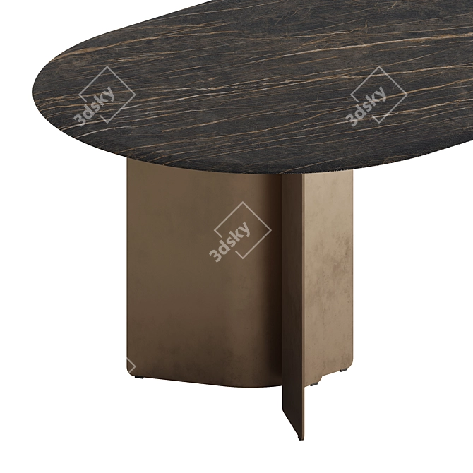 Sleek Oval Marble Dining Table 3D model image 3