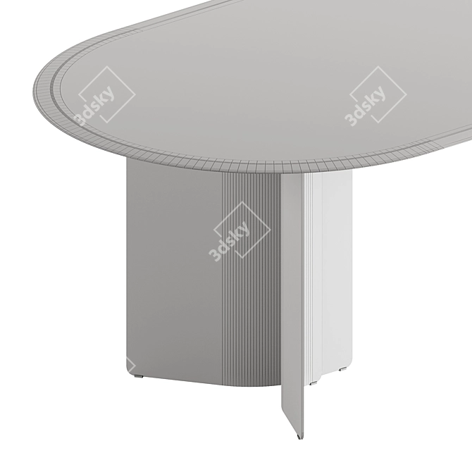 Sleek Oval Marble Dining Table 3D model image 4